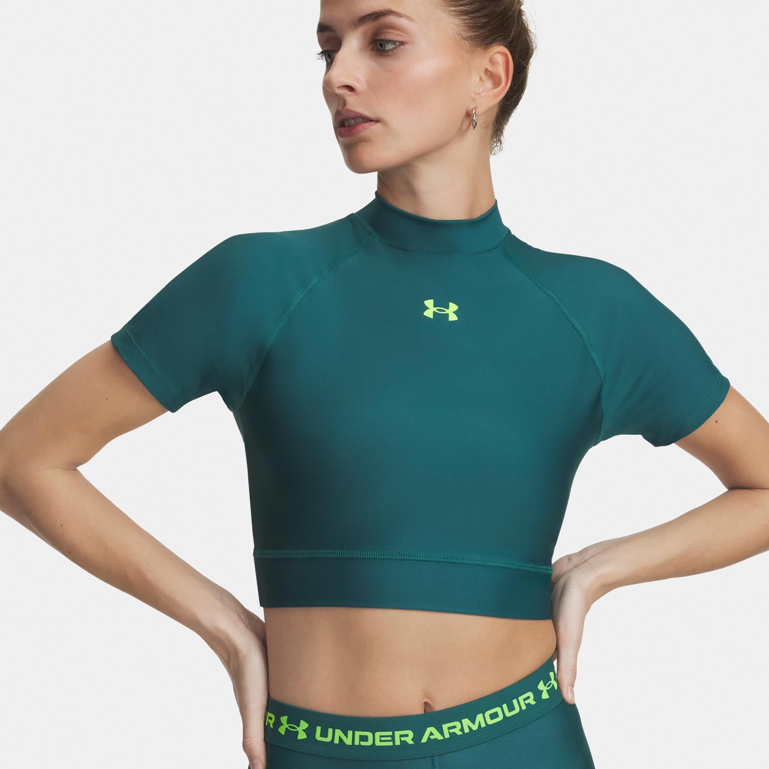 Under Armour HeatGear Crop T-shirt Damer-grön, grön